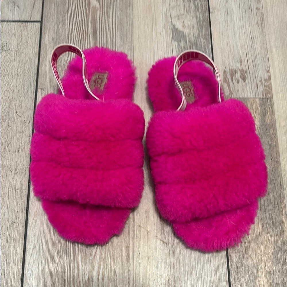 UGG Pink Fuzzy Slippers Plush Indoor Comfort
